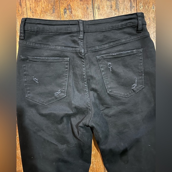 Flying Monkey, Black, Denim, Stretchy, Distressed Jeans, Frayed Cropped Size 30 - Picture 8 of 9